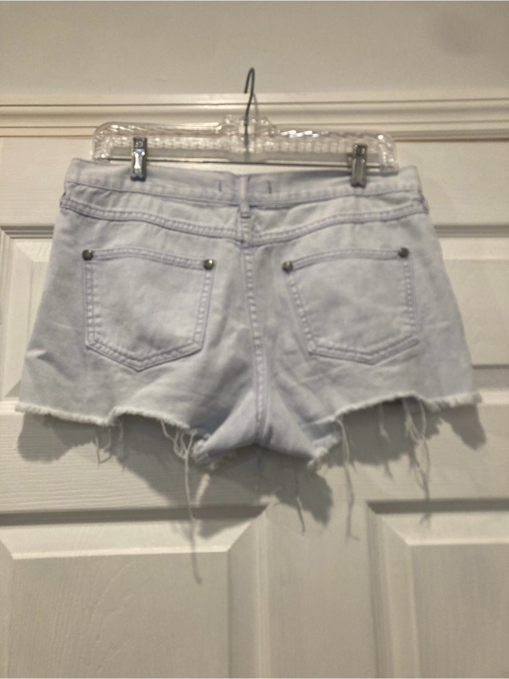 Free People Light Wash Distressed Denim Shorts - Picture 2 of 3